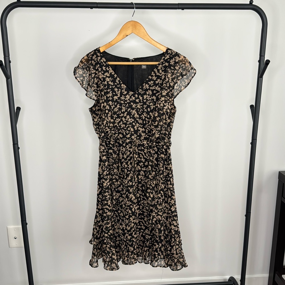 Tommy Hilfiger Knee Length Floral Flutter Sleeve Dress
